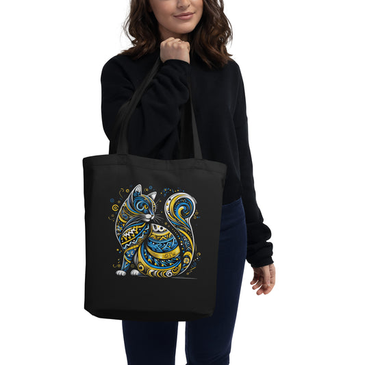 Eco Tote Bag Ukrainian Ornament Cat