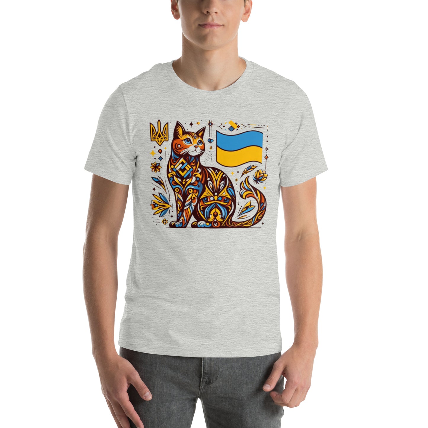 Men t-shirt Ukrainian Art Deco Cat Collection