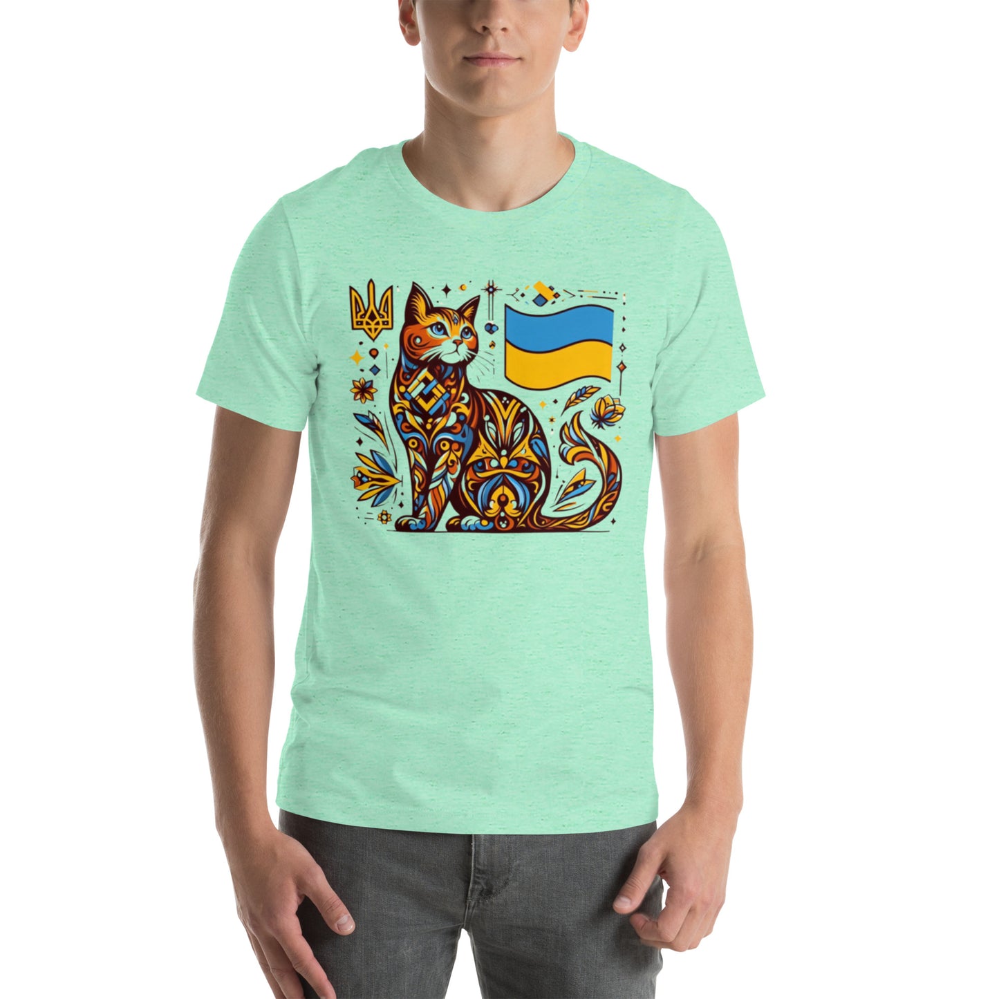 Men t-shirt Ukrainian Art Deco Cat Collection