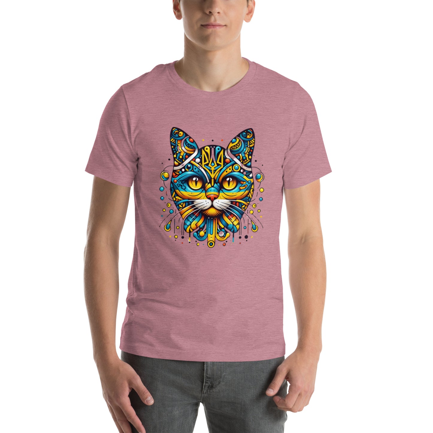 Men t-shirt Ukrainian Symbol Cat Print