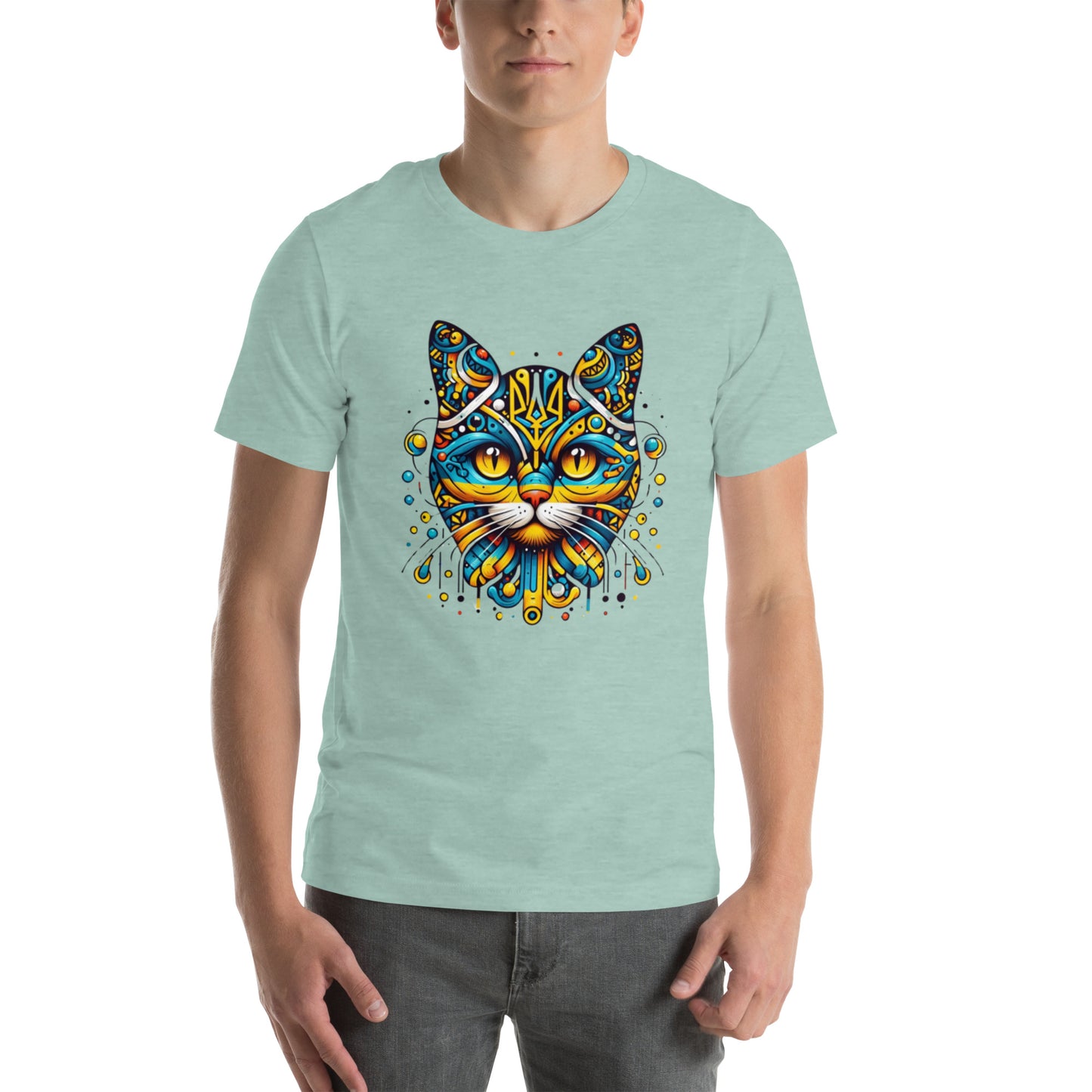 Men t-shirt Ukrainian Symbol Cat Print