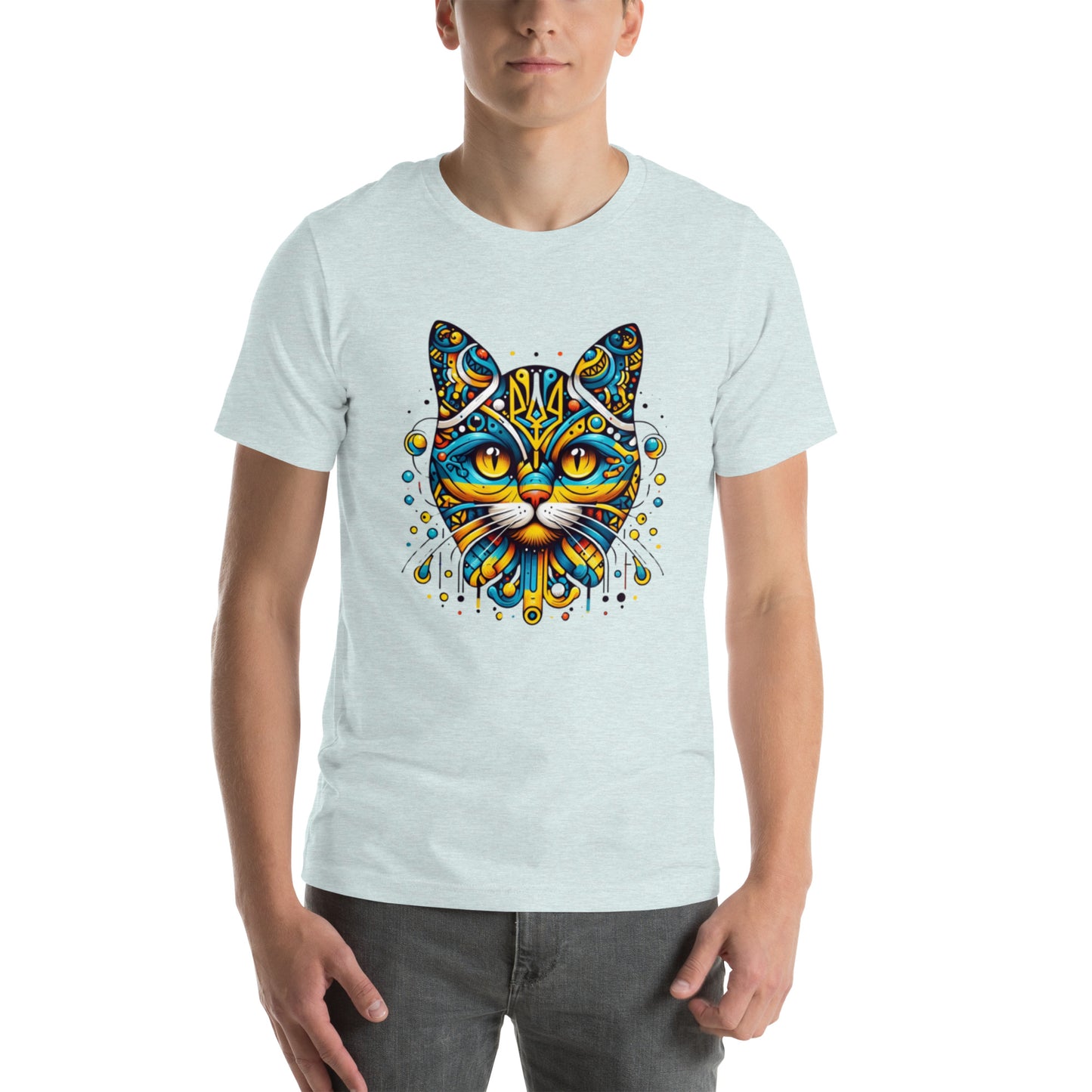 Men t-shirt Ukrainian Symbol Cat Print