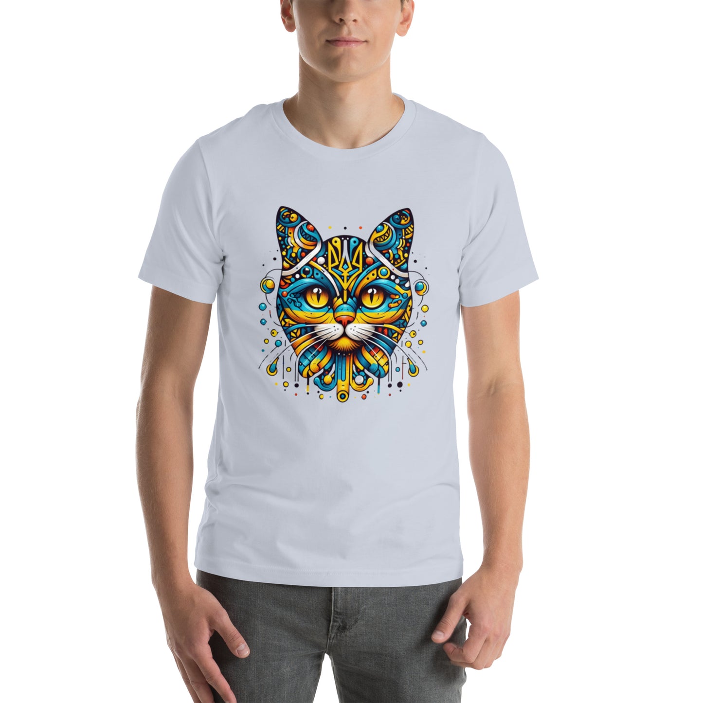 Men t-shirt Ukrainian Symbol Cat Print