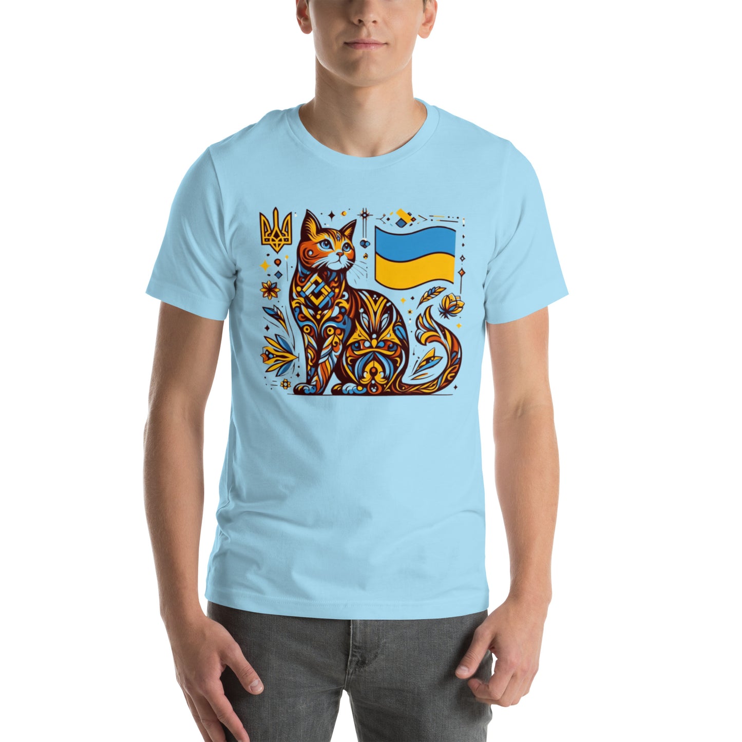 Men t-shirt Ukrainian Art Deco Cat Collection