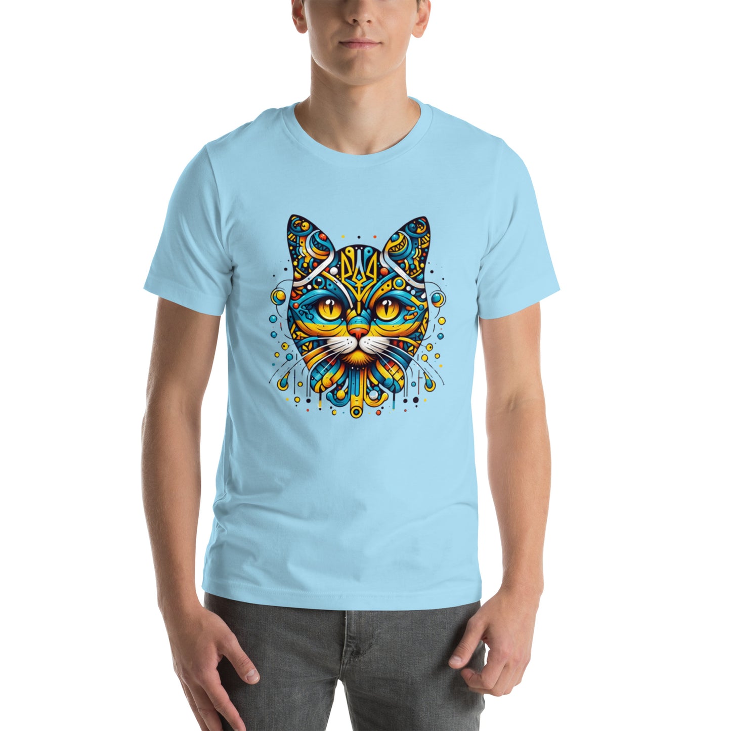 Men t-shirt Ukrainian Symbol Cat Print