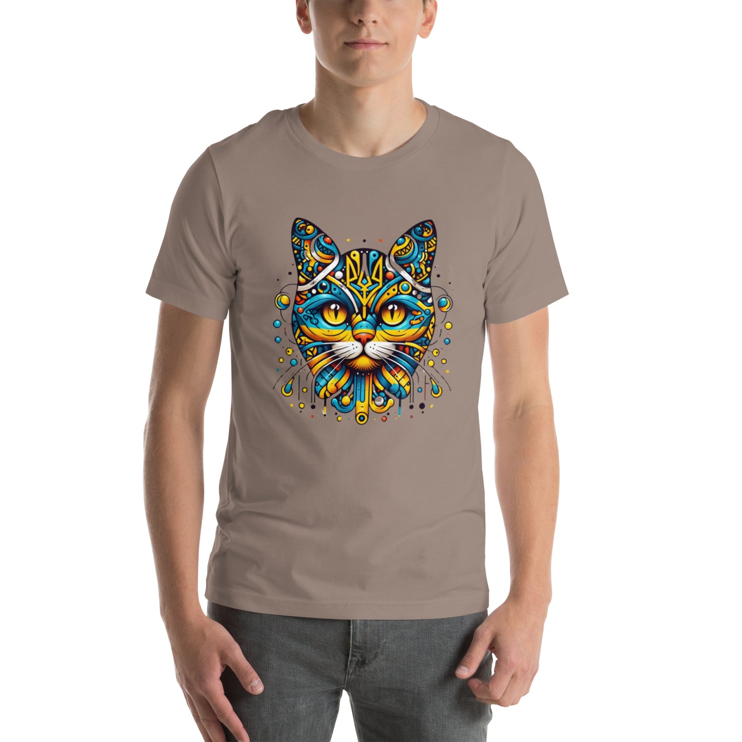 Men t-shirt Ukrainian Symbol Cat Print