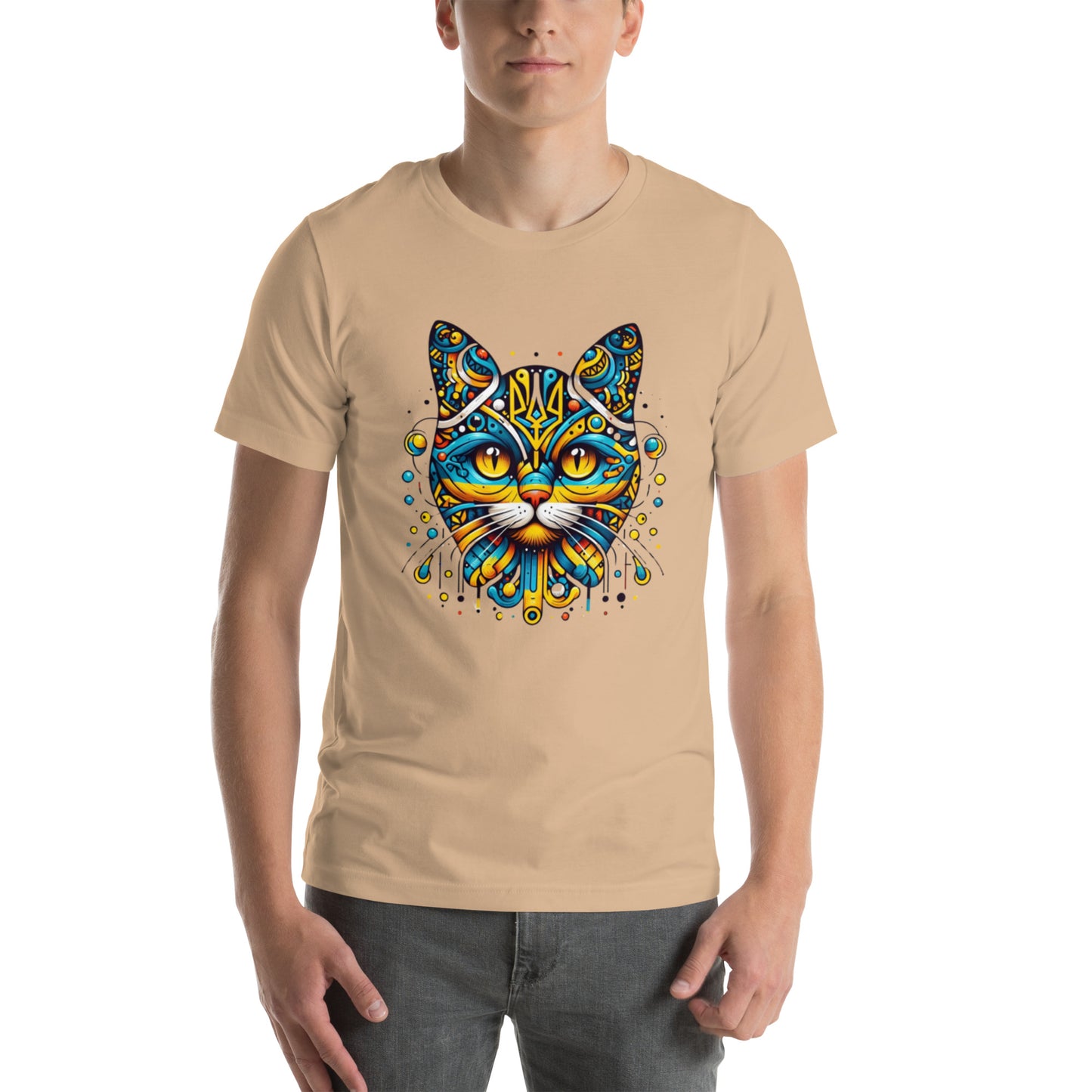 Men t-shirt Ukrainian Symbol Cat Print