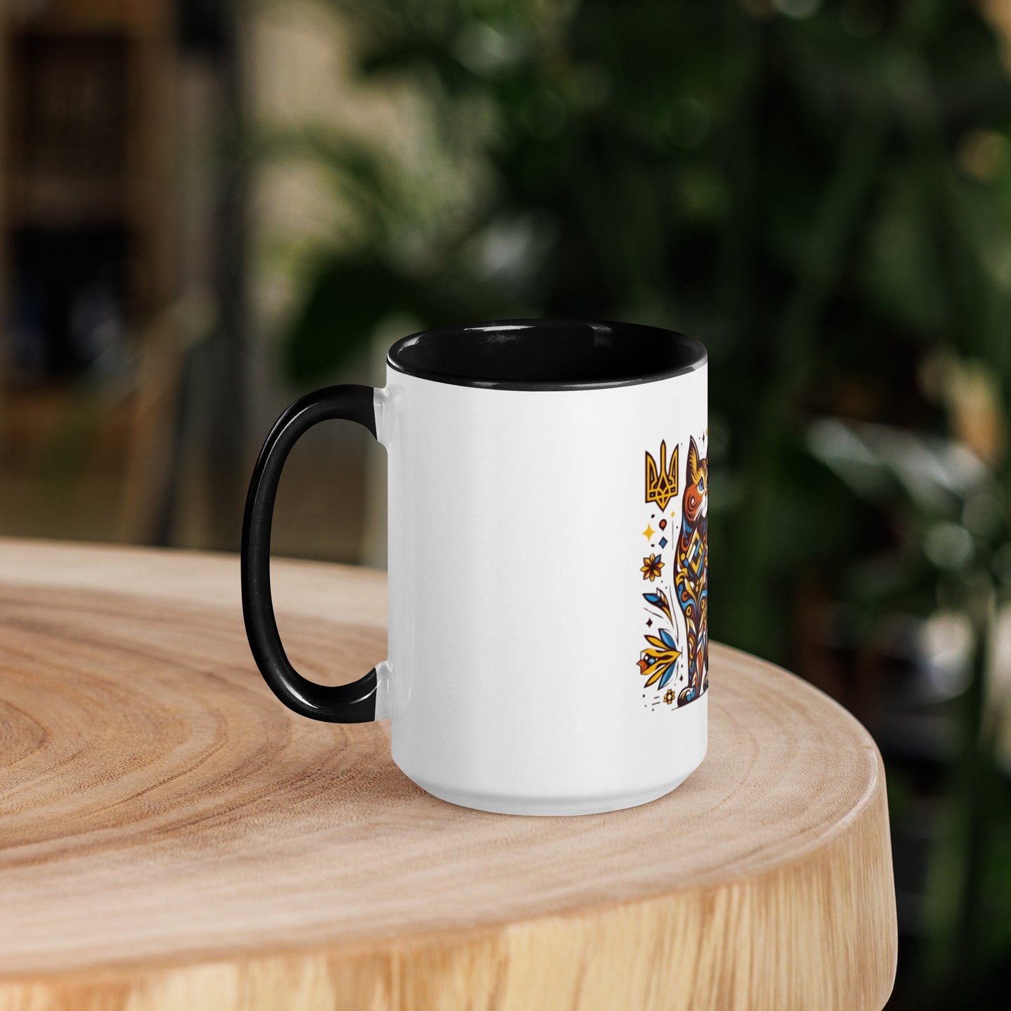 Mug with Color Inside Ukrainian Cat with Flag