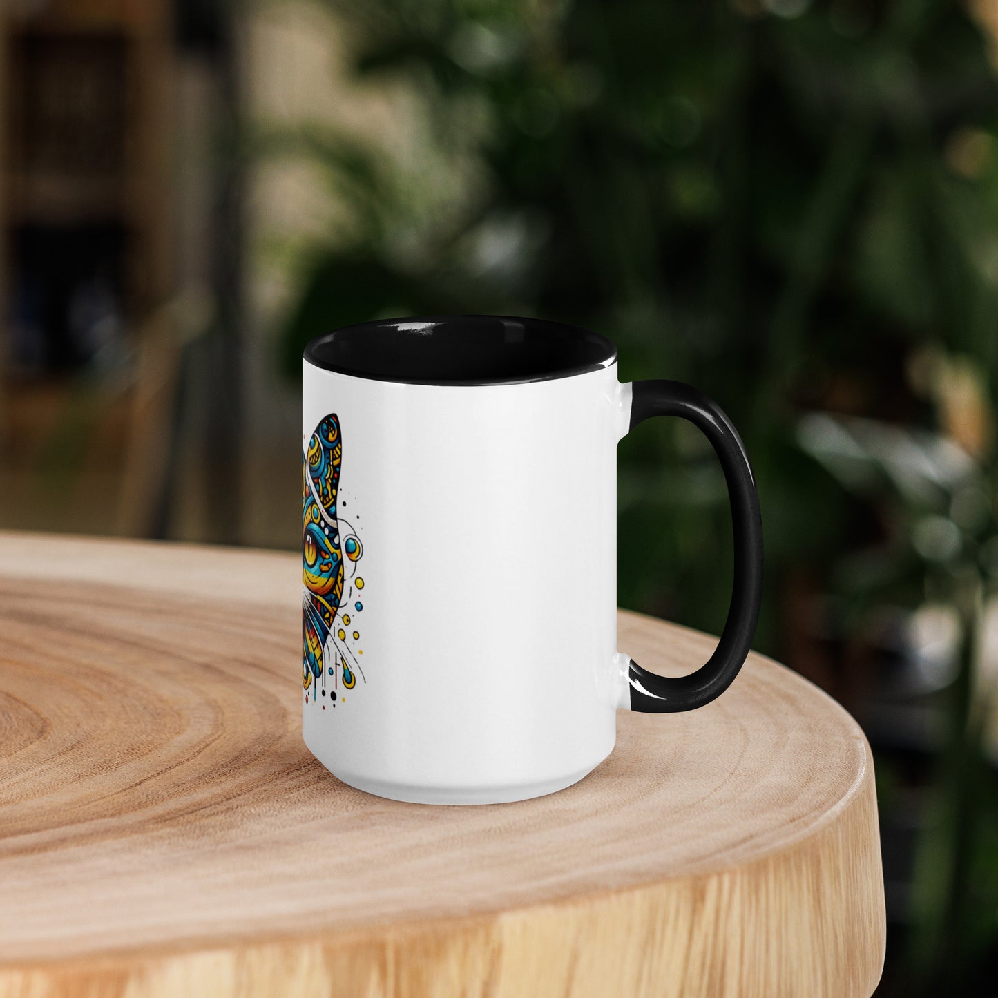 Mug with Color Inside Ukrainian Ornament Cat