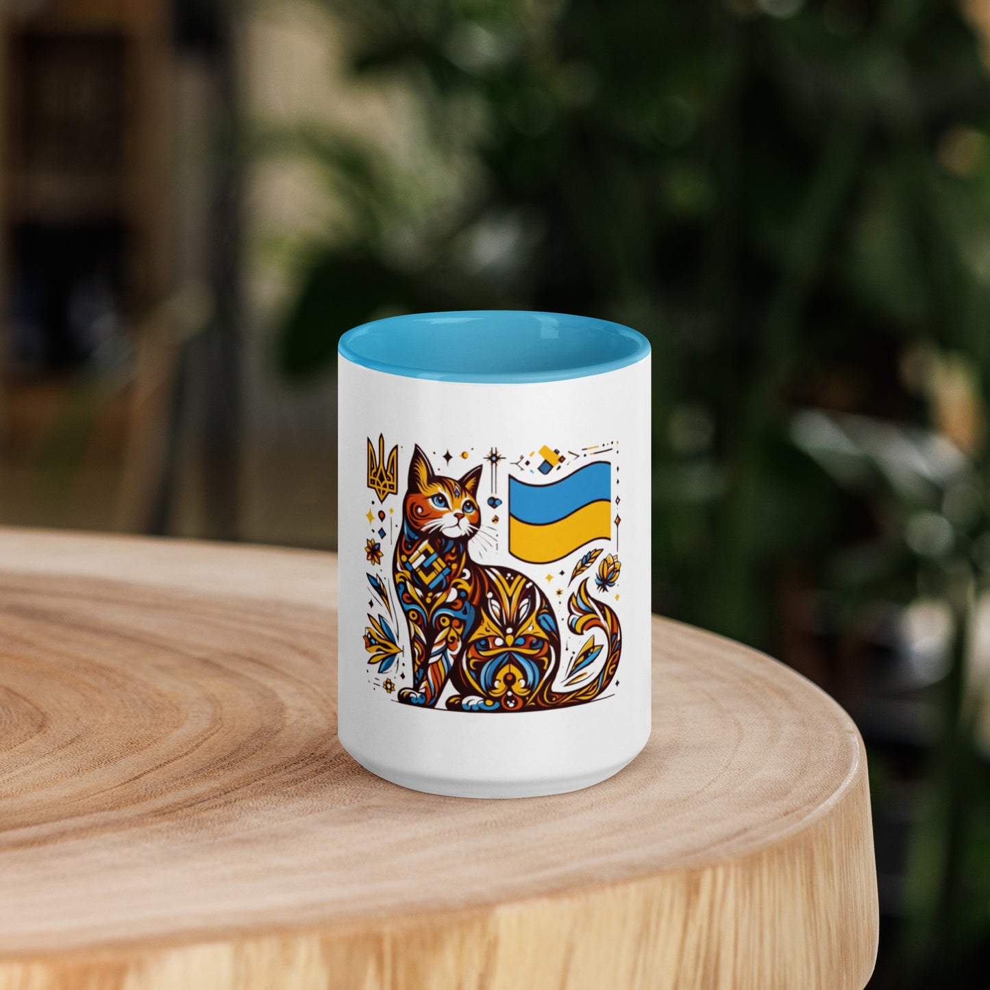 Mug with Color Inside Ukrainian Cat with Flag