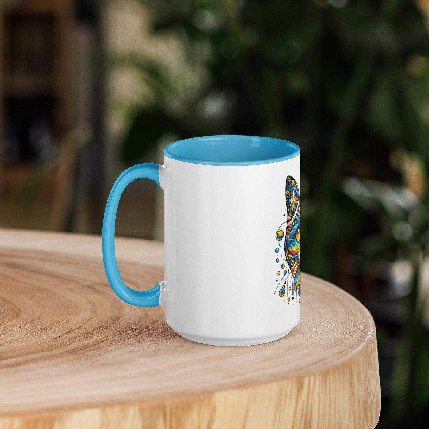 Mug with Color Inside Ukrainian Ornament Cat