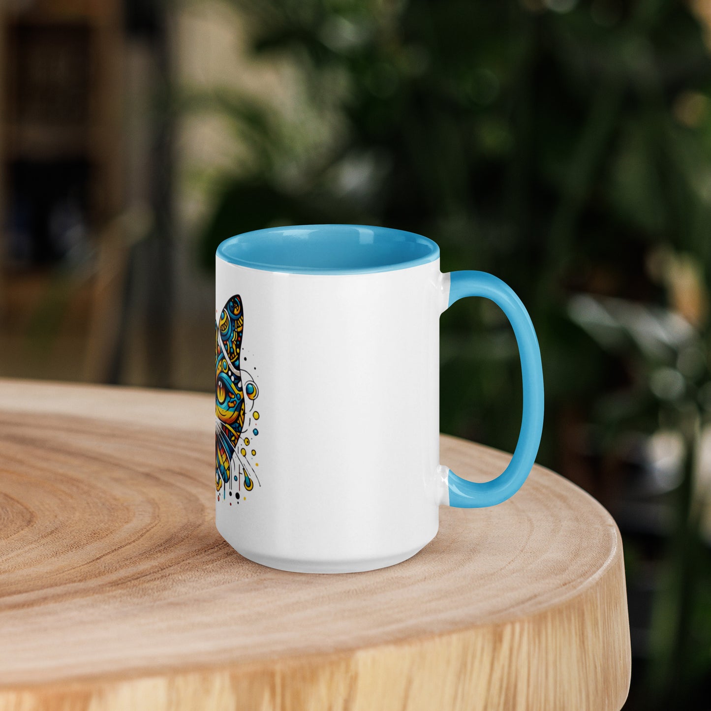 Mug with Color Inside Ukrainian Ornament Cat