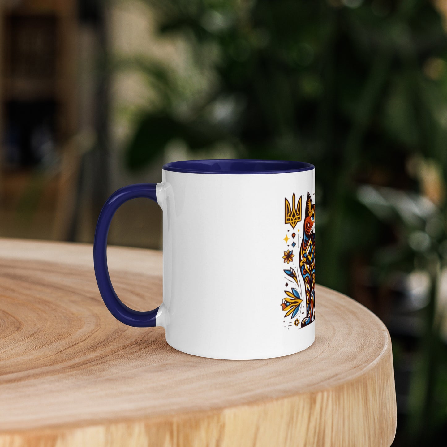 Mug with Color Inside Ukrainian Cat with Flag