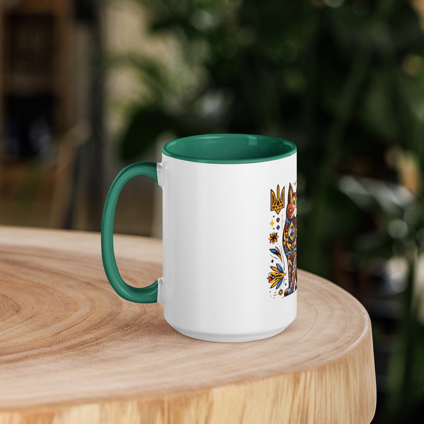 Mug with Color Inside Ukrainian Cat with Flag