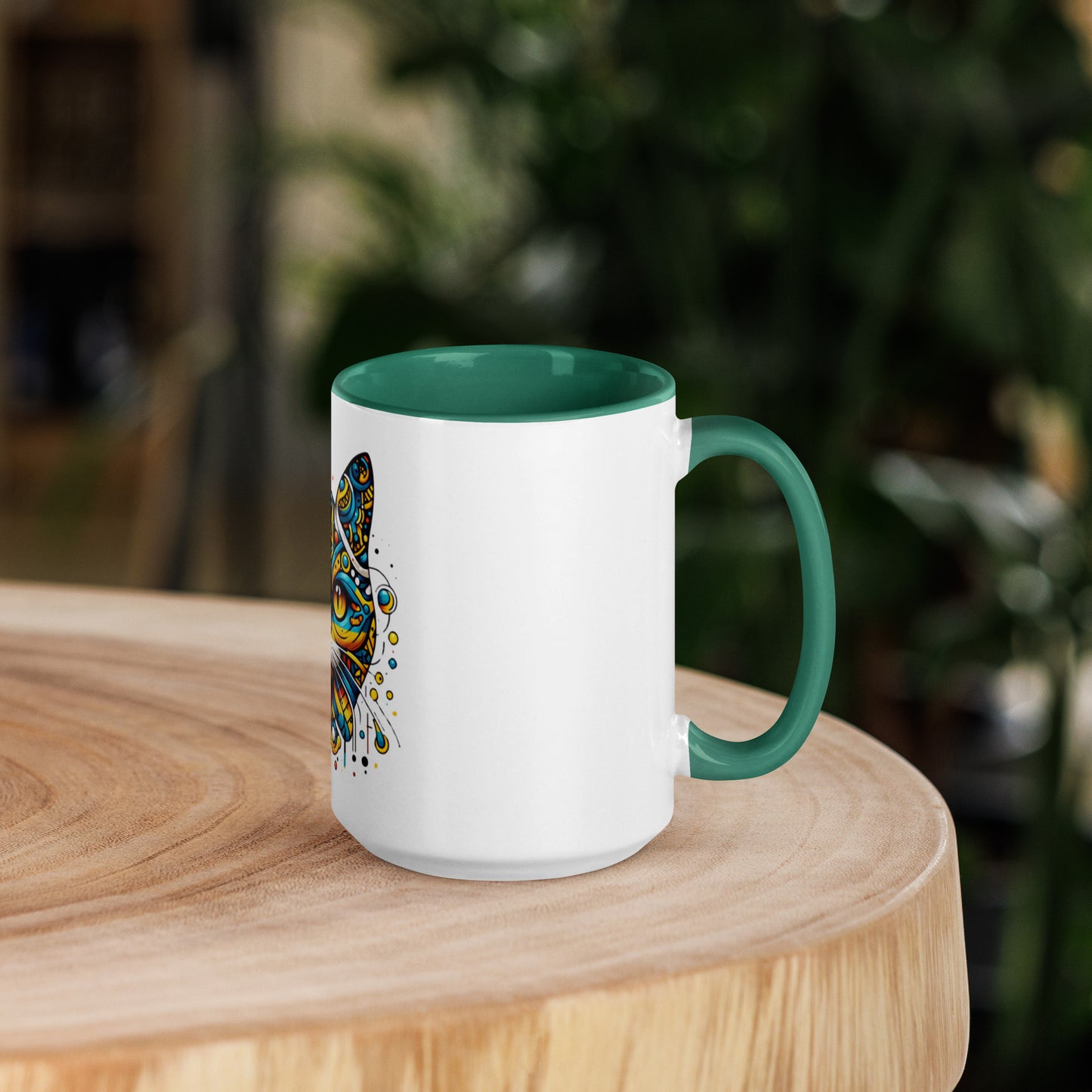 Mug with Color Inside Ukrainian Ornament Cat