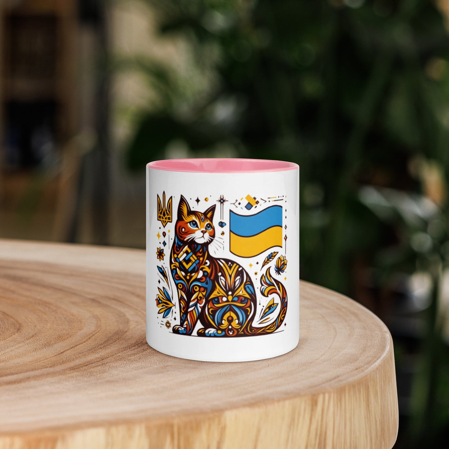 Mug with Color Inside Ukrainian Cat with Flag