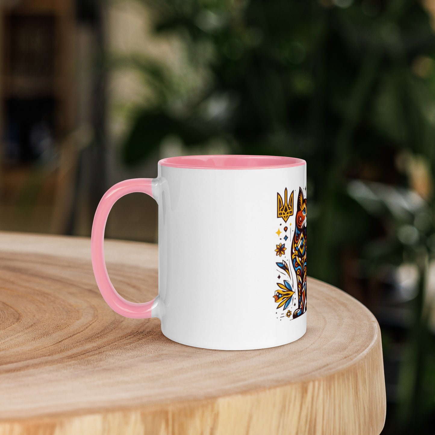 Mug with Color Inside Ukrainian Cat with Flag