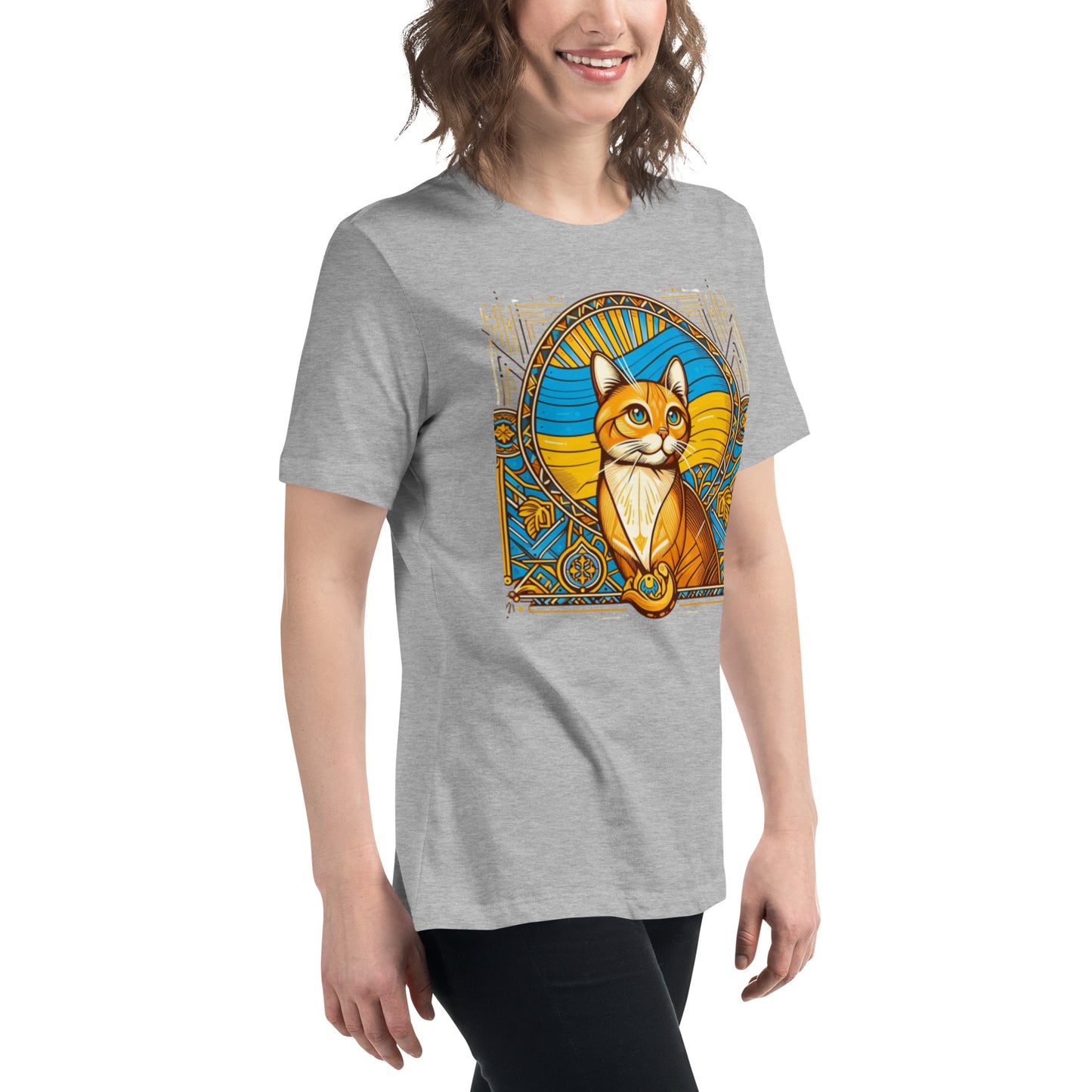 Women's Relaxed T-Shirt Ukrainian Art Deco Cat