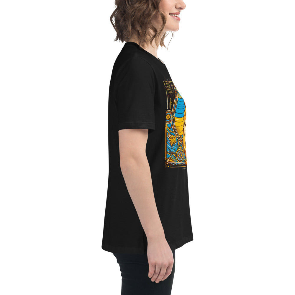 Women's Relaxed T-Shirt Ukrainian Art Deco Cat