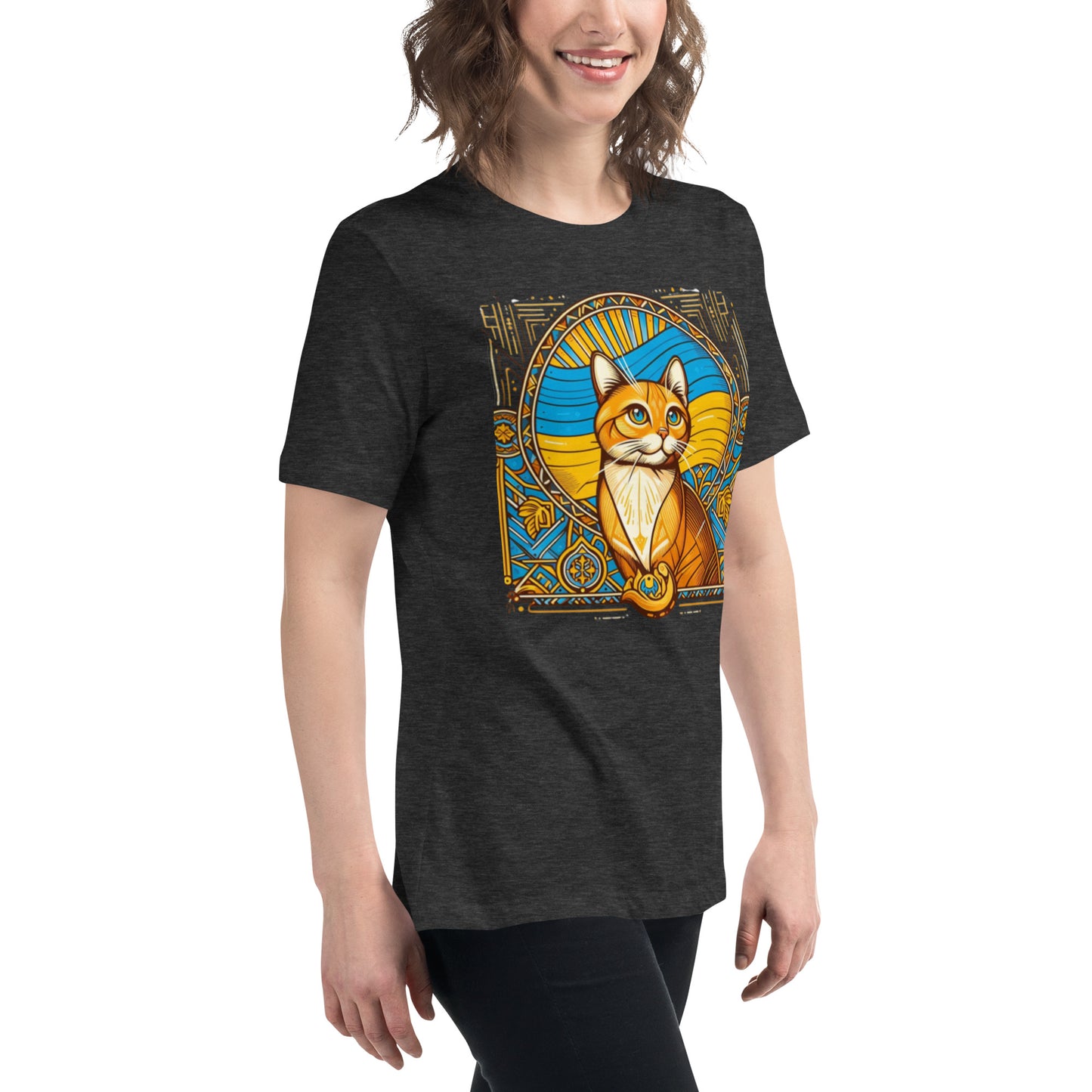 Women's Relaxed T-Shirt Ukrainian Art Deco Cat