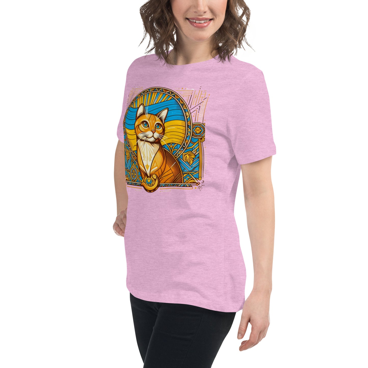 Women's Relaxed T-Shirt Ukrainian Art Deco Cat