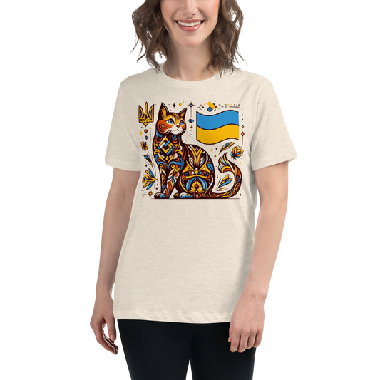 Women's Relaxed T-Shirt Ukrainian Art Deco Cat