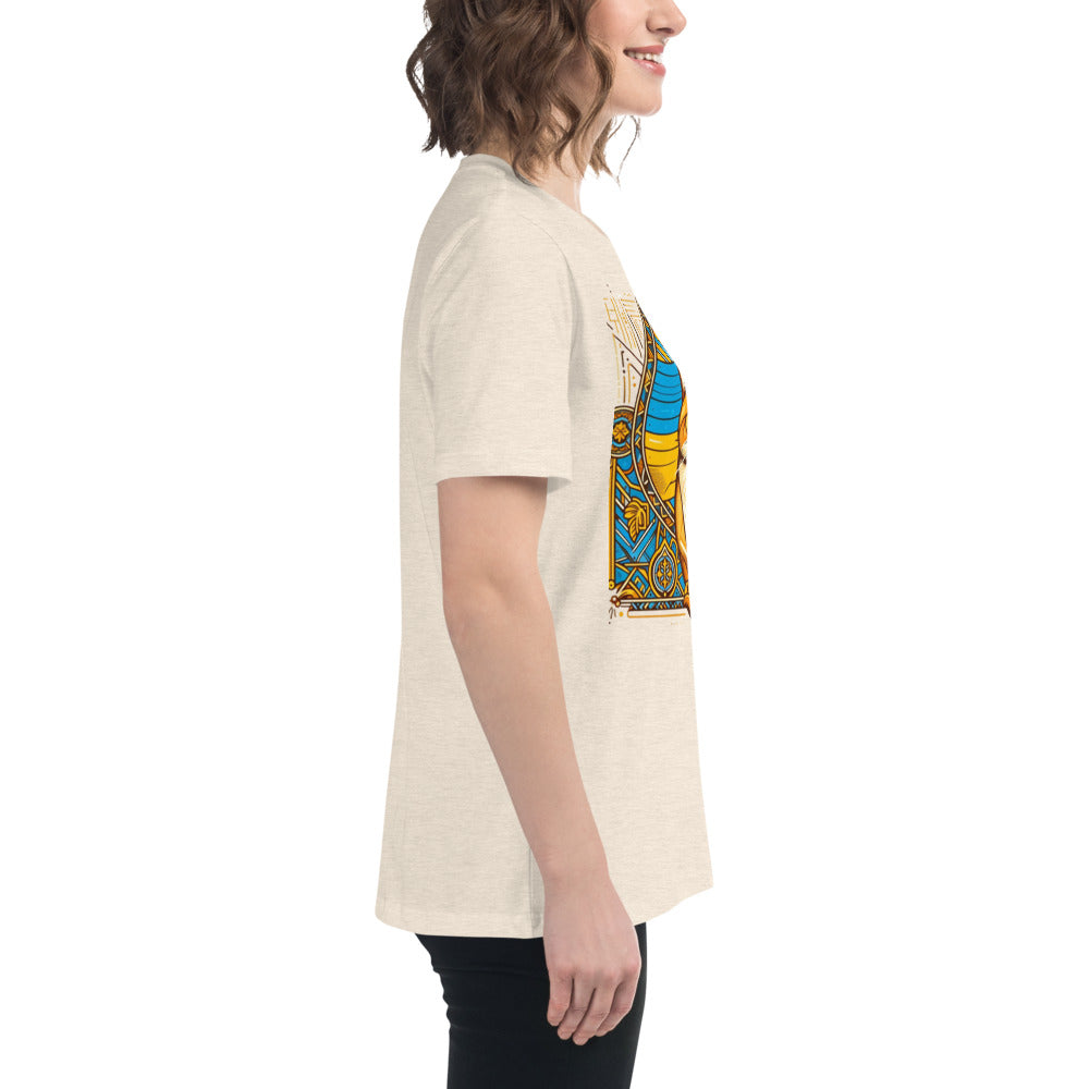 Women's Relaxed T-Shirt Ukrainian Art Deco Cat