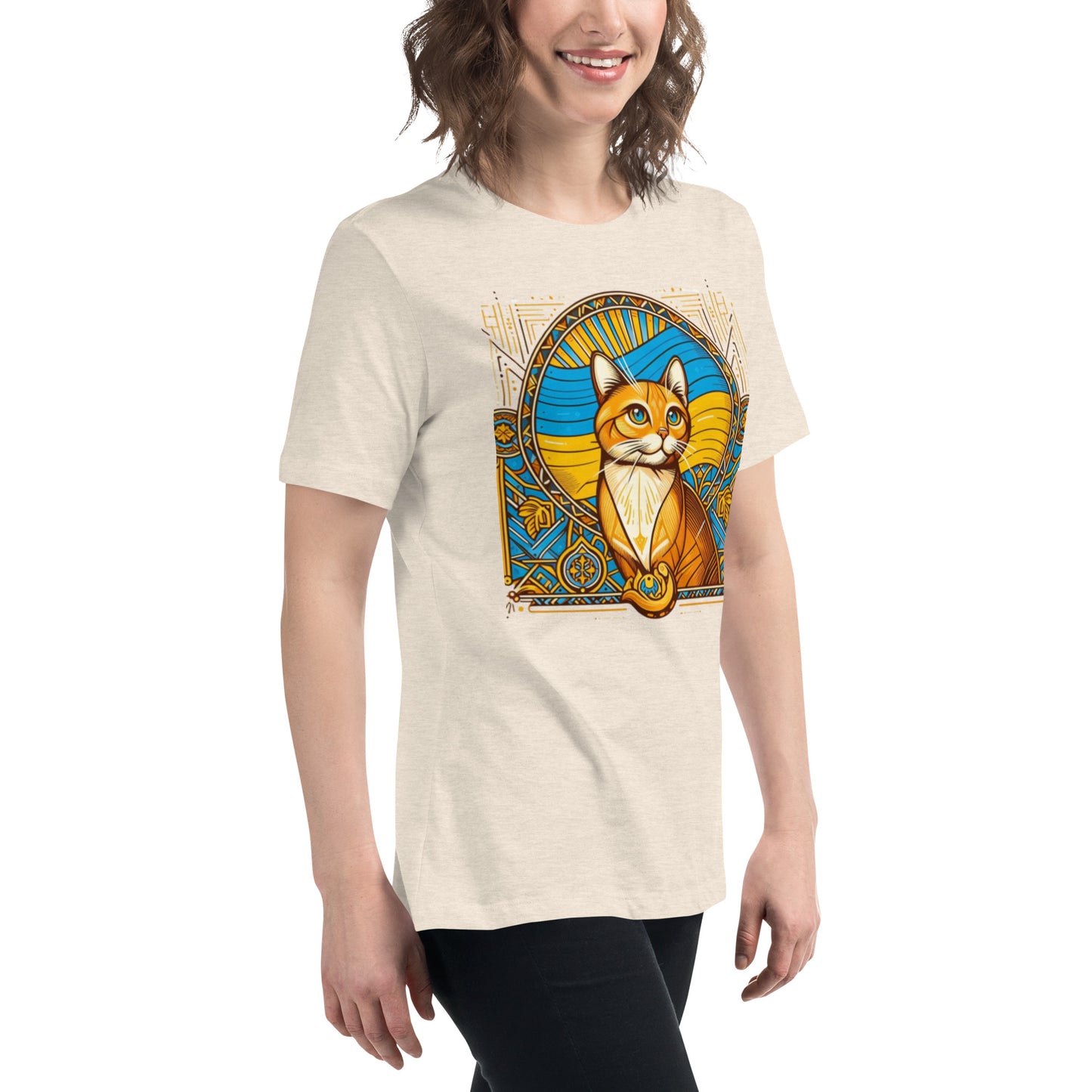 Women's Relaxed T-Shirt Ukrainian Art Deco Cat