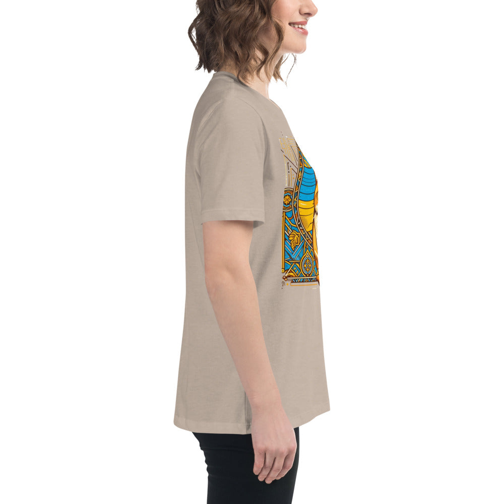 Women's Relaxed T-Shirt Ukrainian Art Deco Cat