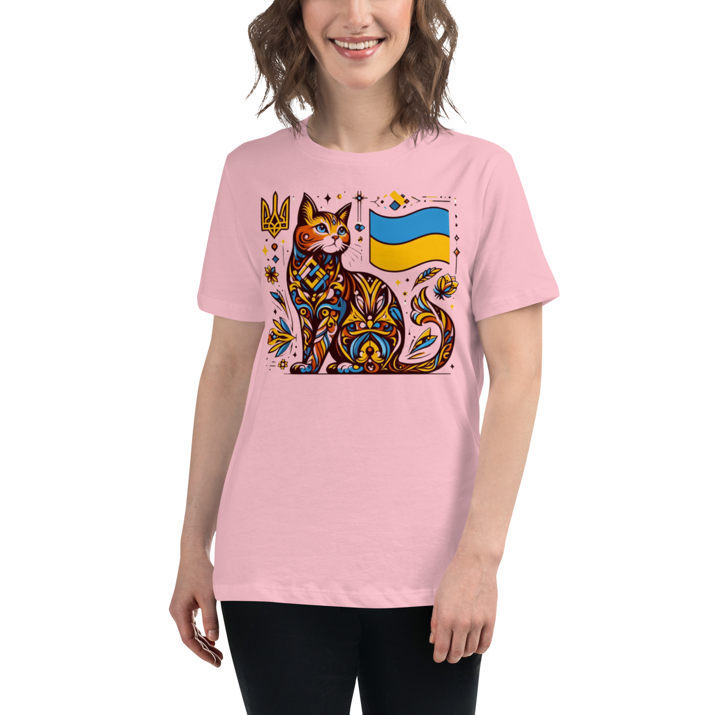 Women's Relaxed T-Shirt Ukrainian Art Deco Cat