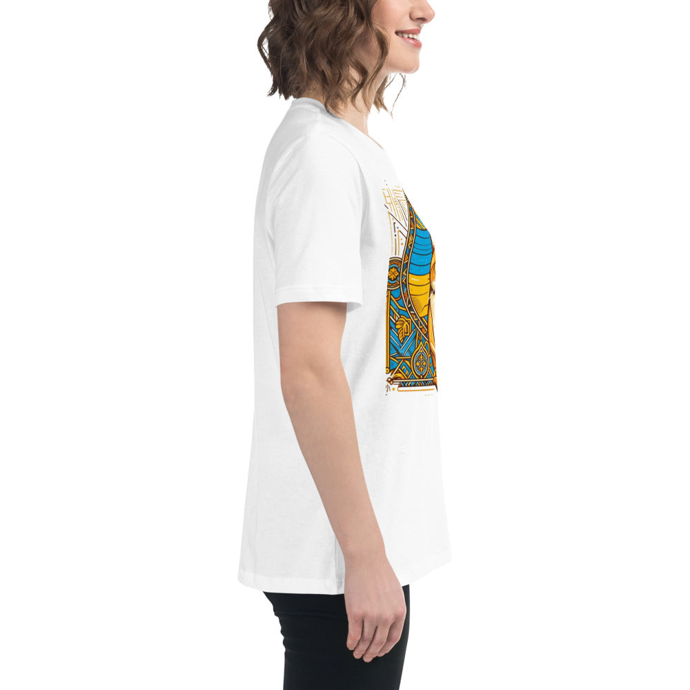 Women's Relaxed T-Shirt Ukrainian Art Deco Cat