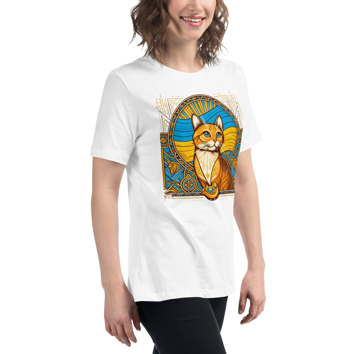 Women's Relaxed T-Shirt Ukrainian Art Deco Cat