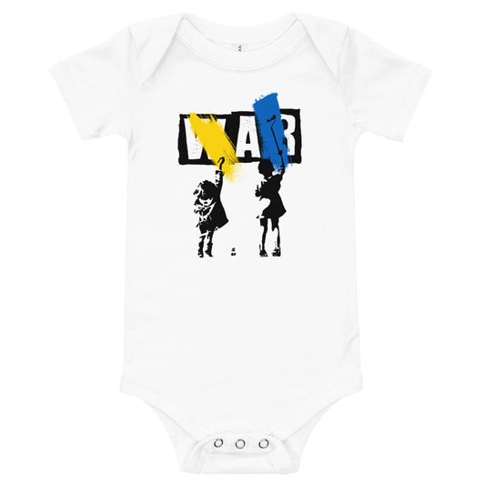 Baby Short Sleeve White, Ukraine Stop War Kids, 100% Soft Cotton