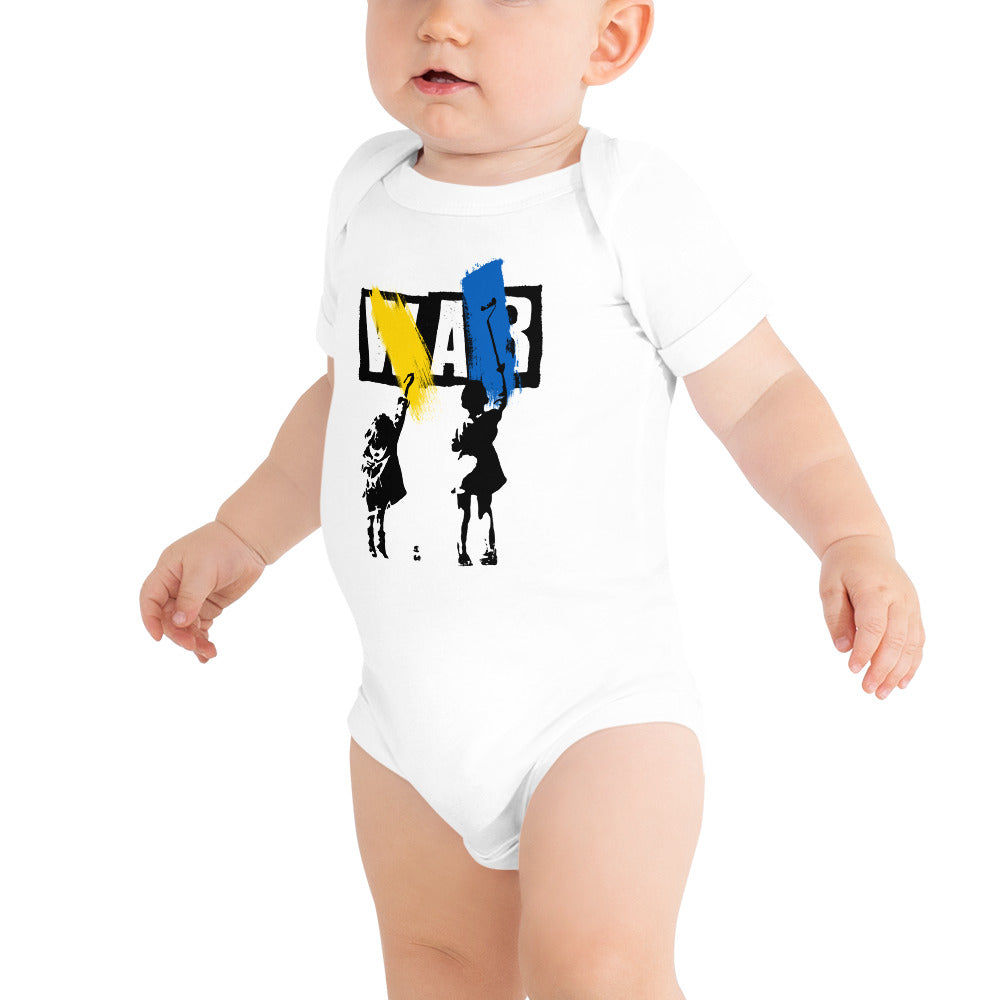 Baby Short Sleeve White, Ukraine Stop War Kids, 100% Soft Cotton