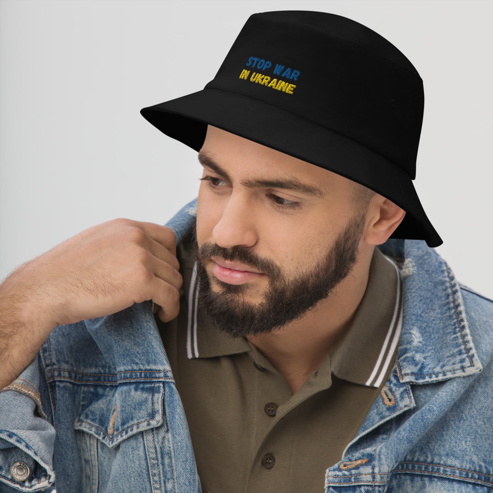 Embroidered Unisex Bucket Hat UKRAINIAN FLAG COLORS STOP WAR