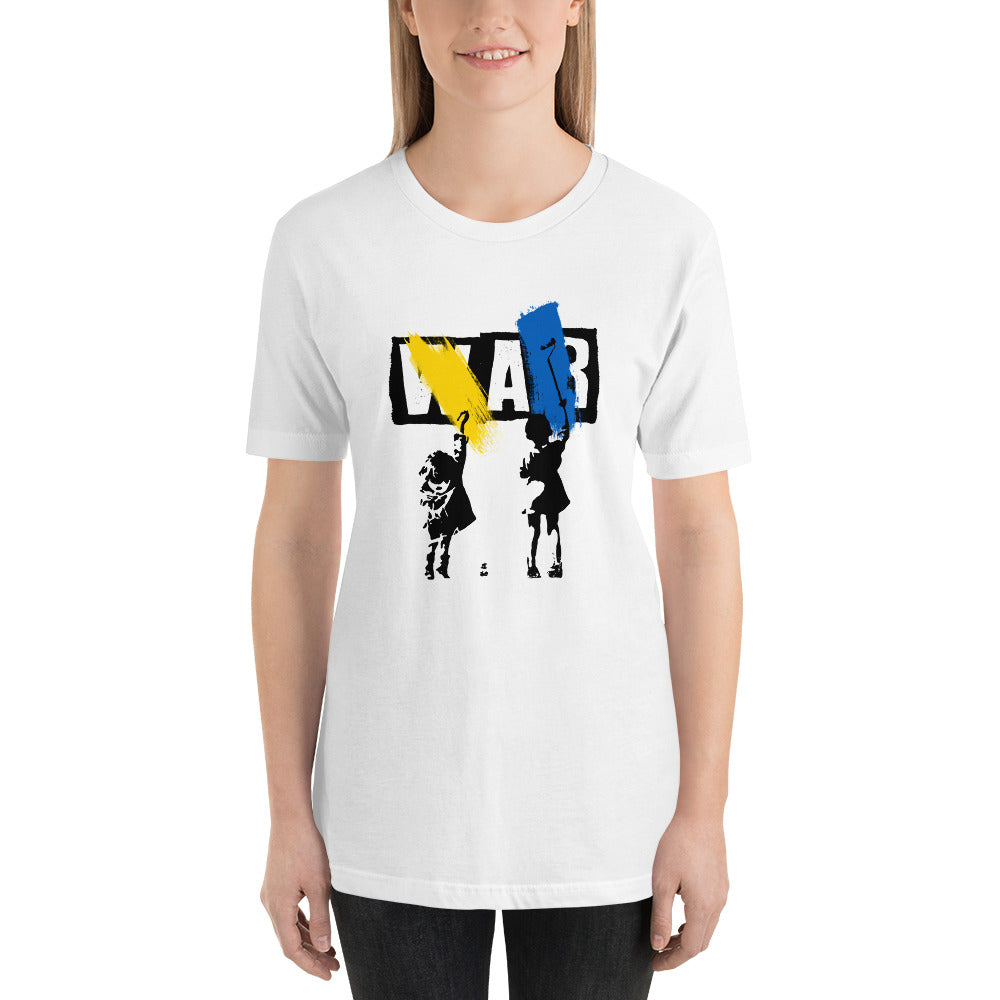 Unisex T-shirt Ukrainian No War+Kids, 100% Soft Cotton