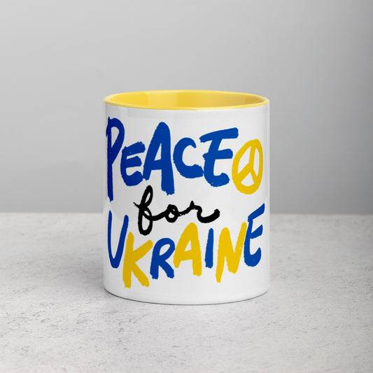 Ceramic Coffee Mug, 11 oz, Color Inside PEACE FOR UKRAINE