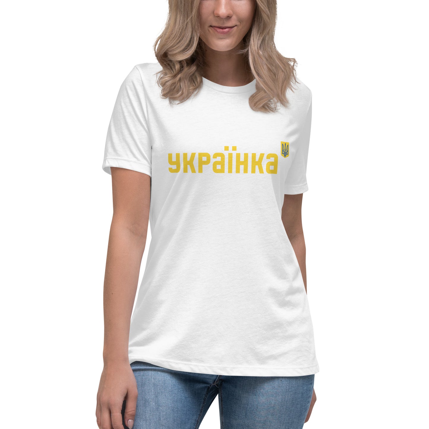 Women T-shirt Українка UKRAINIAN Cyrillic Letters, 100% Soft Cotton